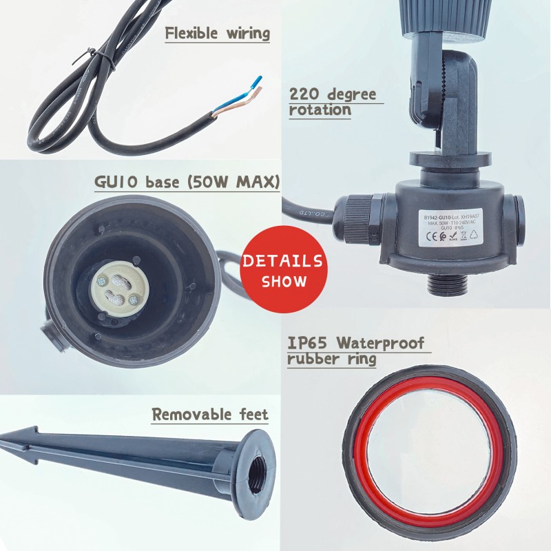 Spot de jardin sur piquet ampoule GU10 Spot de jardin sur piquet ampoule GU10