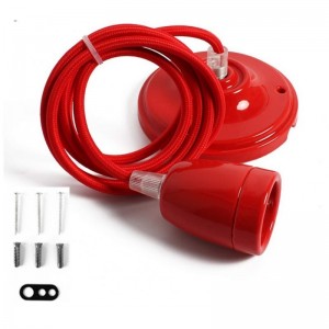 Suspension douille E27 rouge