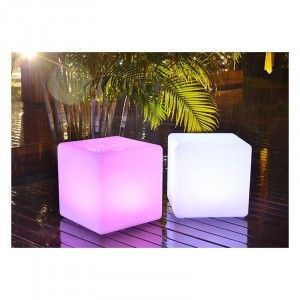 Cube LED lumineux RGBW en résine 40cm 5W IP65 sans fil
