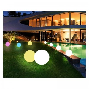 Boule lumineuse LED RGBW 30cm en résine blanche 5W IP65 sans fil