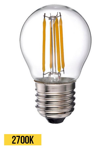 Ampoule LED E27 6W G45 filament retro Clear