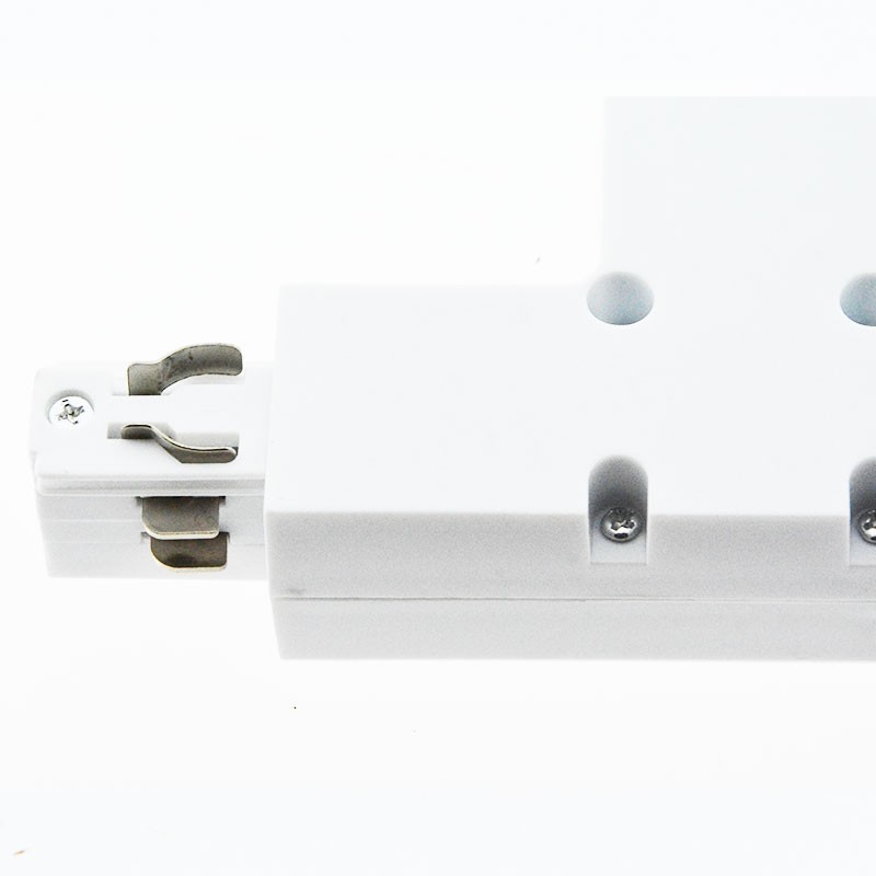 Connecteur en T rail électrifié 3 phases blanc Connecteur en T rail électrifié 3 phases blanc