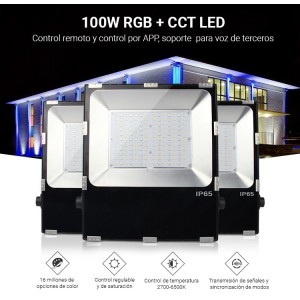 Projecteur led extérieur dimmable RGB et blanc CCT 100W IP65 noir 230V