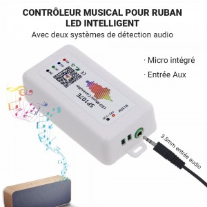 Contrôleur musical ruban LED RGBW IC Pixel SPI Bluetooth et Wifi