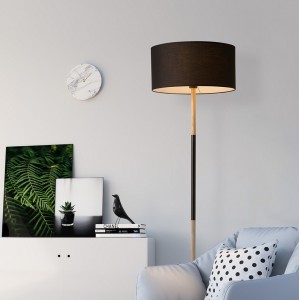 Lampe sur pied en bois noire