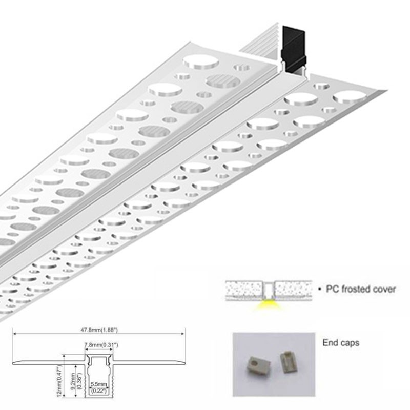 ✓ Profilés en aluminium placoplâtre 7.8X12mm (2m) pour rubans LED