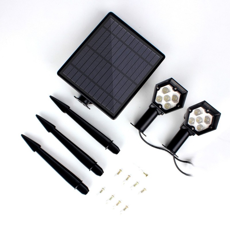 Double spot solaire extérieur 3W IP65 Double spot solaire extérieur 3W IP65