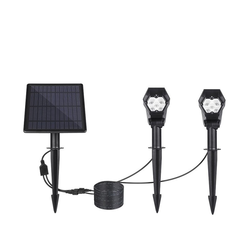 Double spot solaire extérieur 3W IP65 Double spot solaire extérieur 3W IP65