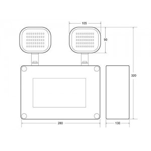 dimensions Bloc de secours LED 2x6W IP65