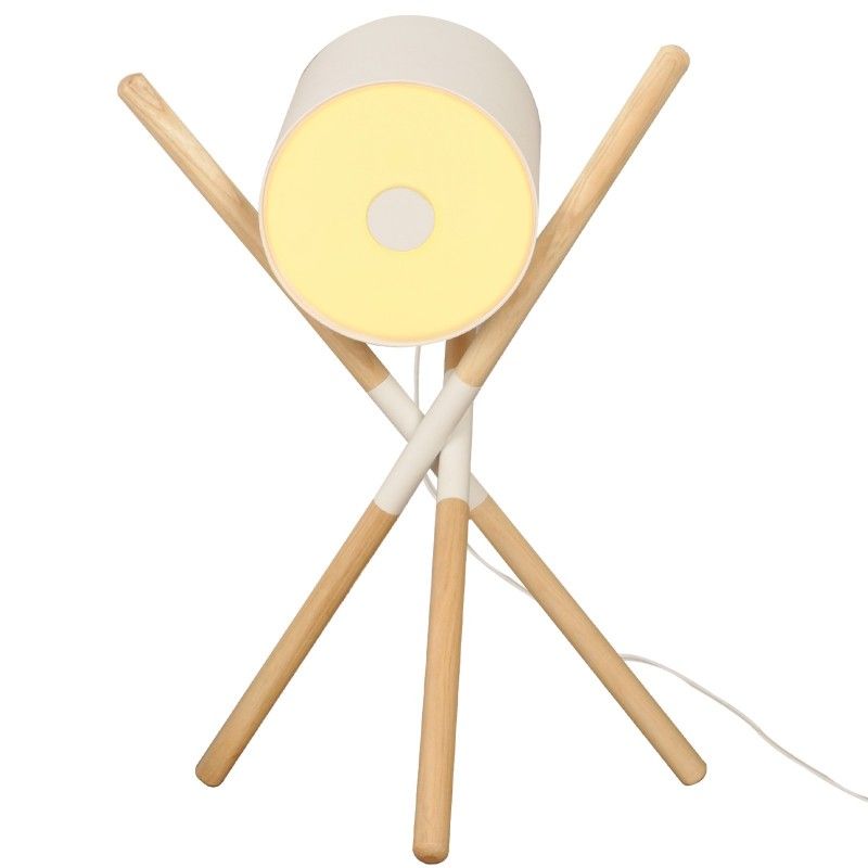lampe pieds bois et blanc