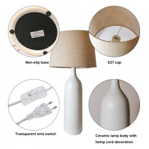 Lampe de table en céramique abat jour en toile
