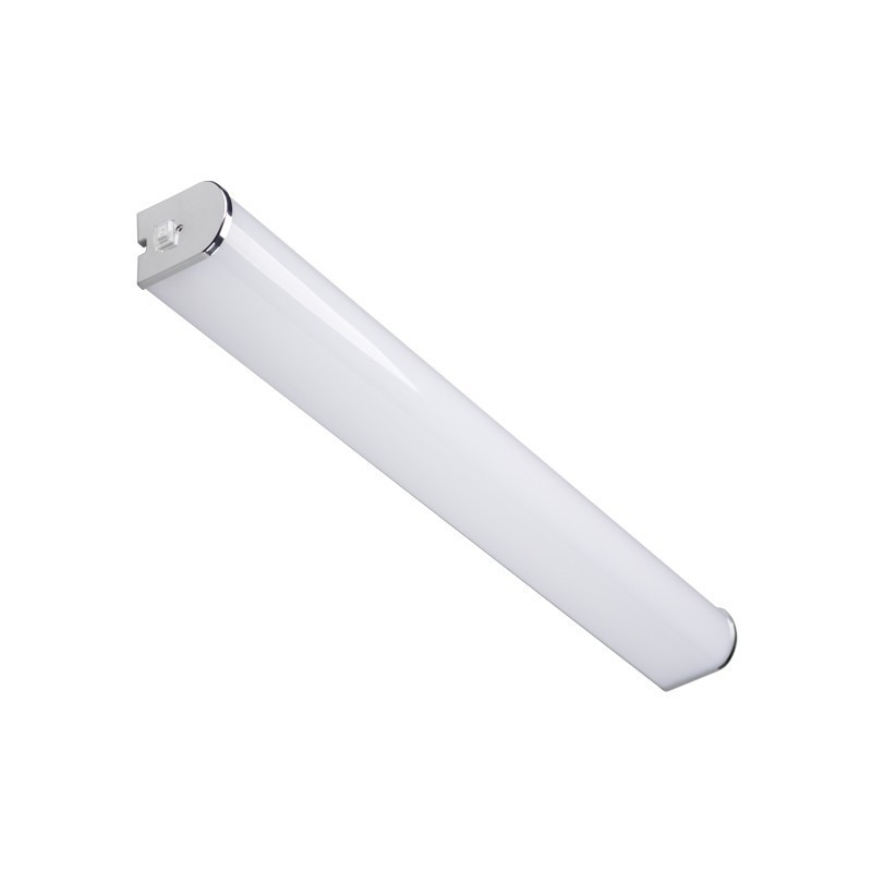 Réglette LED intégrée avec prise L.49 cm, 8 W, blanc chaud, chrome