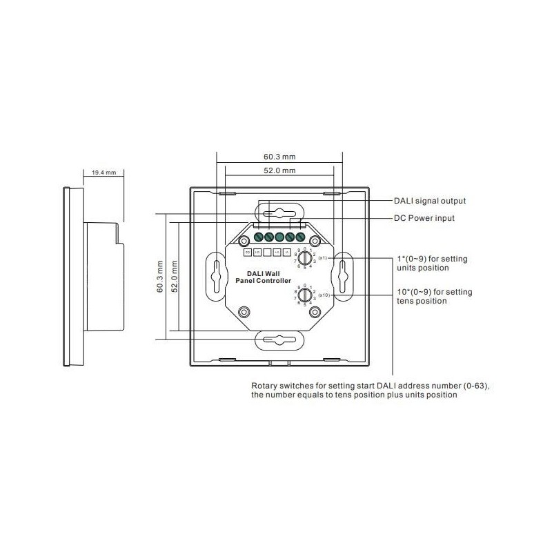 DALI TOUCH Interrupteur tactile 12-24V DC (4 zones)