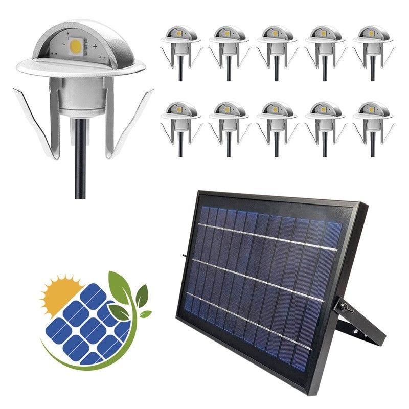 Acheter Pack 10 spots solaires LED encastrables avec panneau