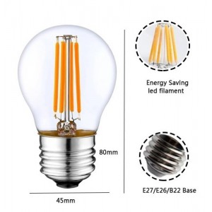 Ampoule LED sphérique 6 watts Ø A60 culot E27 - six filaments LED