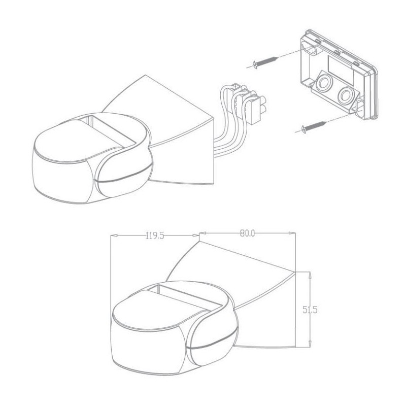 Capteur de mouvement de surface 180º IP65