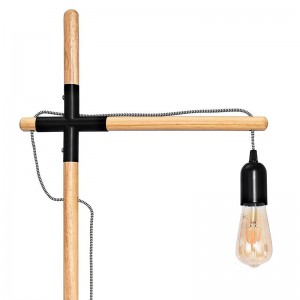 Lampe sur pied bois et alu