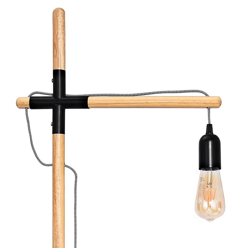 Lampe sur pied bois et alu Lampe sur pied bois et alu