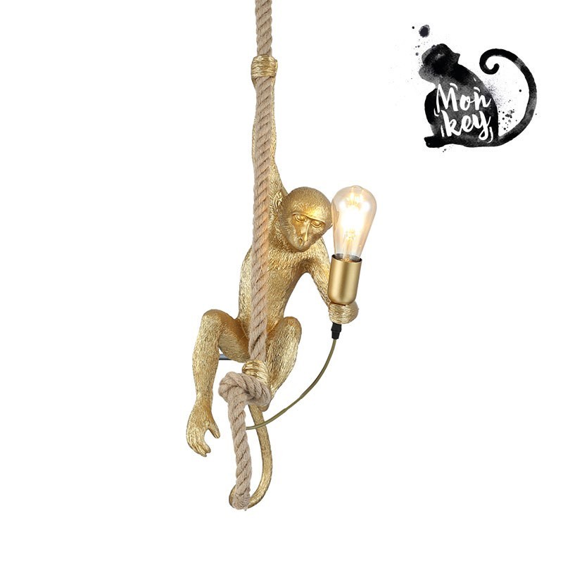 lampe suspendue singe doré