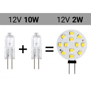 G4 LED 2W 12V AC/DC Blanc Froid 6000K pour Hotte Aspirante 200lm Équivalent  Ampoule Halogène