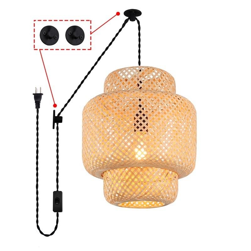 Lampe en osier suspendue ONNA ajustable en hauteur avec câble