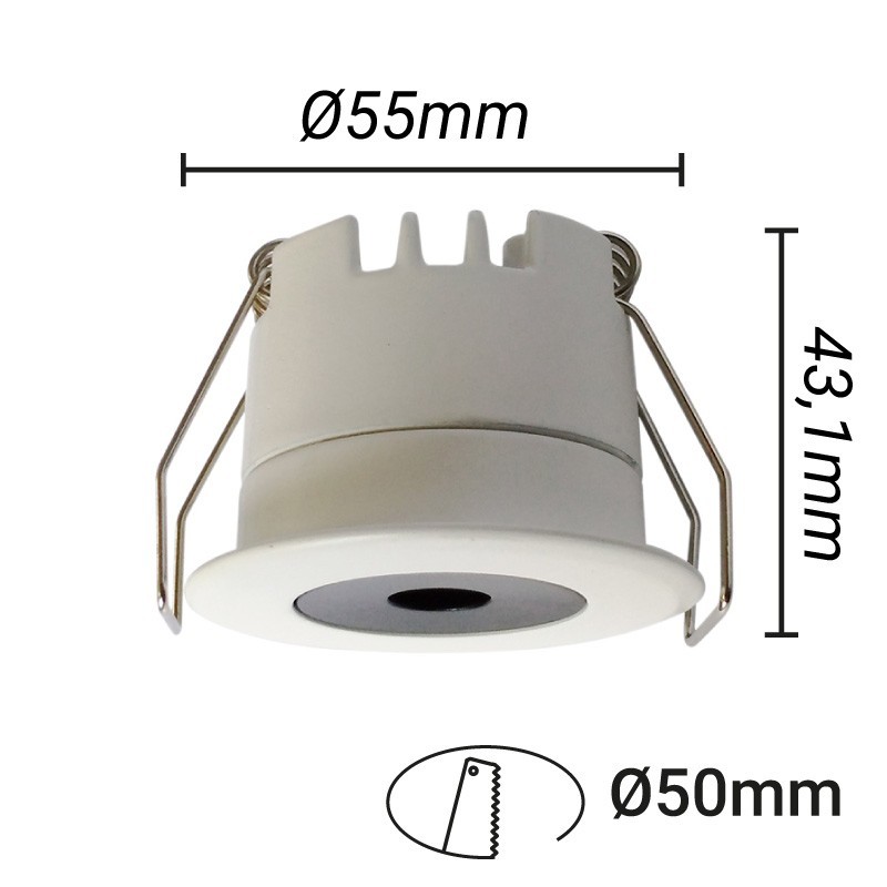 Mini downlight encastrable LED 5W 30º CRI 90 faible UGR