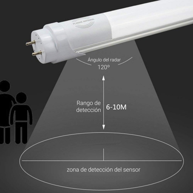 Tube LED T8 60cm 9W avec capteur de proximité microondes Blanc Froid 6000K verre opaque Tube LED T8 60cm 9W avec capteur de proximité microondes Blanc Froid 6000K verre opaque