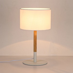 Lampe de table bois et alu blanc