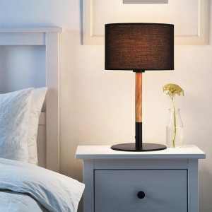 Lampe de chevet noir en alu et bois