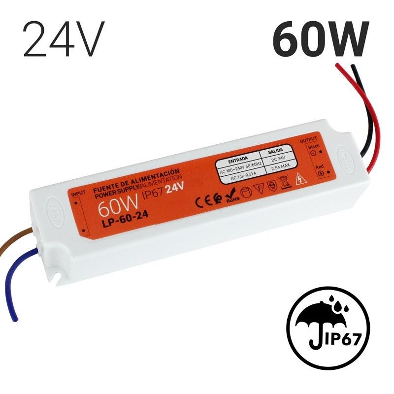 Alimentation étanche 300W 24V - 12,5A IP67, Slim, Pour LED, Extérieur