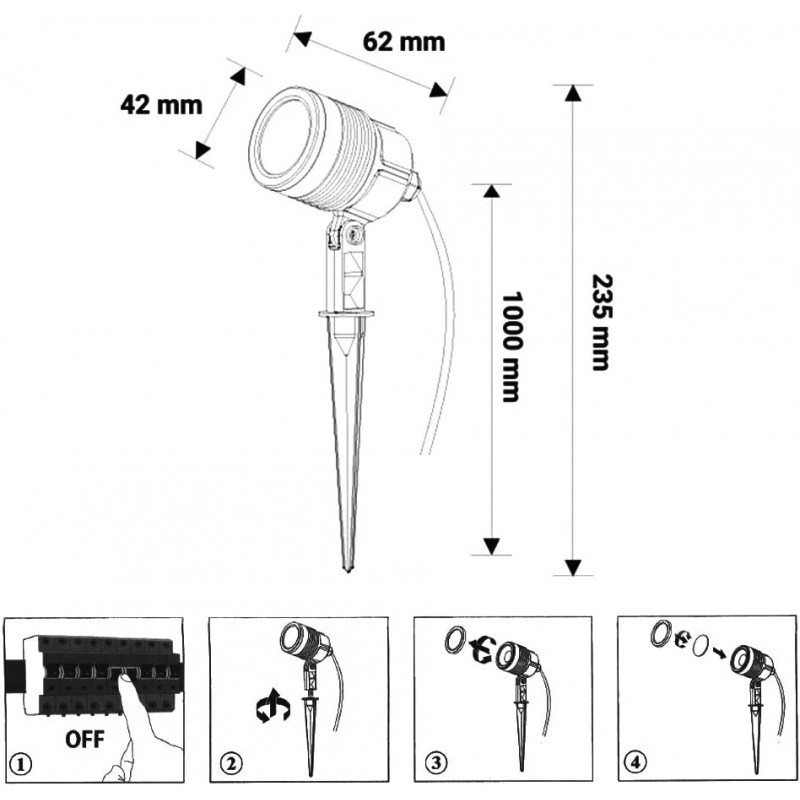 dimension spot led à planter