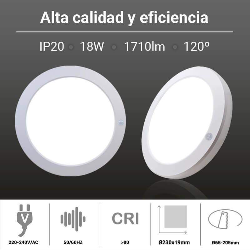 Plafonnier LED 18 W – capteur de mouvement PIR + CCT Plafonnier LED 18 W – capteur de mouvement PIR + CCT