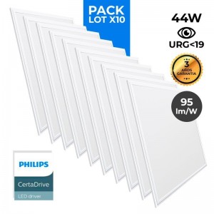 Pack 10 panneaux slim LED 600x600x15 44W UGR19 Philips Driver