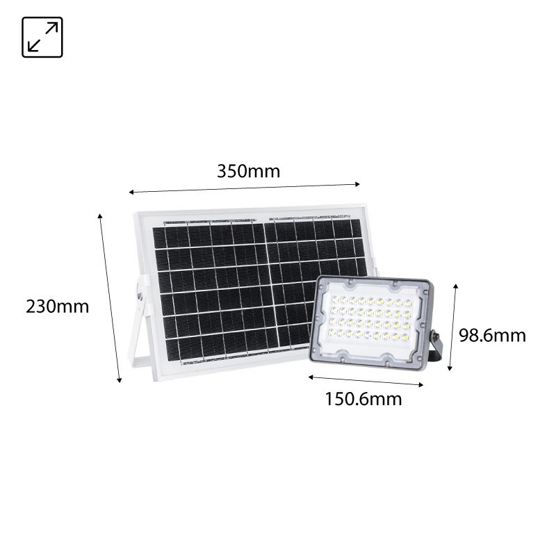 Projecteur LED Solaire 20W 100lm/W IP65 avec Télécommande