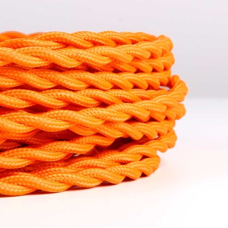 Câble tressé recouvert d'un tissu à effet soie de couleur orange