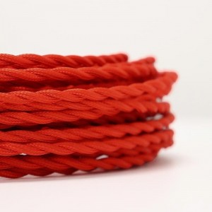 Câble électrique tressé en tissu effet soie Couleur rouge