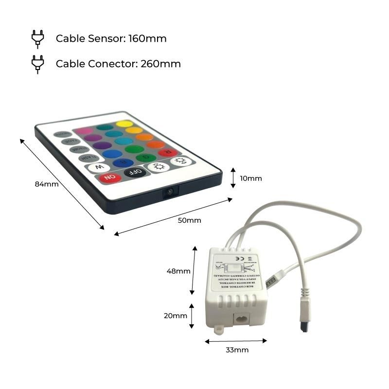 Contrôleur de bande LED RVB 2 Amp par canal, télécommande IR 24 touches Contrôleur de bande LED RVB 2 Amp par canal, télécommande IR 24 touches