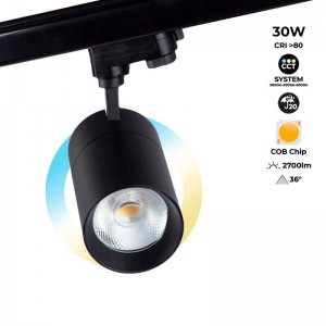Spots LED sur rail triphasé 30W 2700lm CCT