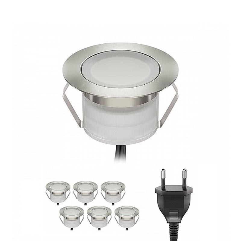 Kit 6 spots LED encastrables au sol et câble d'installation Kit 6 spots LED encastrables au sol et câble d'installation