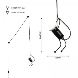 Lampe suspendue décorative avec poulie, interrupteur et prise "DOLL"