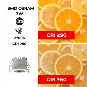 Mini spot LED encastrable 3W faible UGR 40x32,1mm