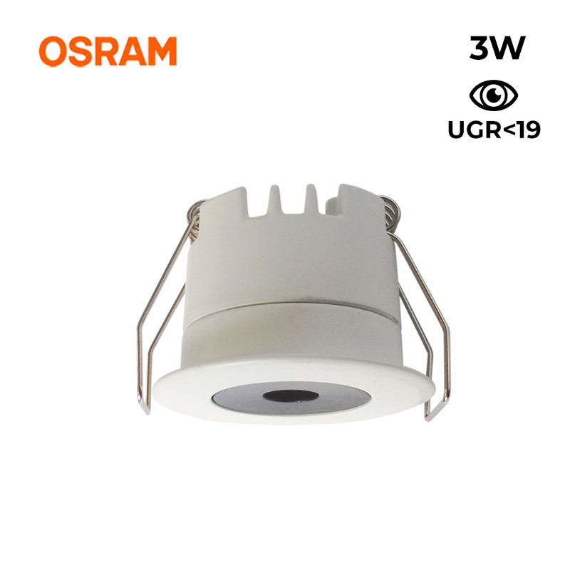 Mini spot LED encastrable 3W faible UGR 40x32,1mm