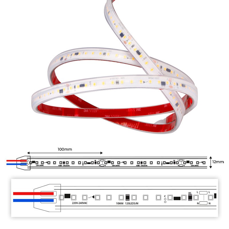 Ruban LED 230V 75W (600xSMD2835) 12mm IP67 Bobine de 5 mètres Ruban LED 230V 75W (600xSMD2835) 12mm IP67 Bobine de 5 mètres