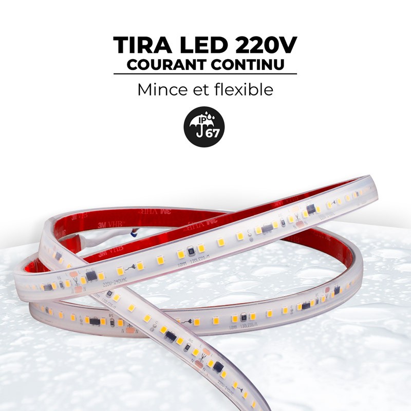 Ruban LED 230V 75W (600xSMD2835) 12mm IP67 Bobine de 5 mètres Ruban LED 230V 75W (600xSMD2835) 12mm IP67 Bobine de 5 mètres
