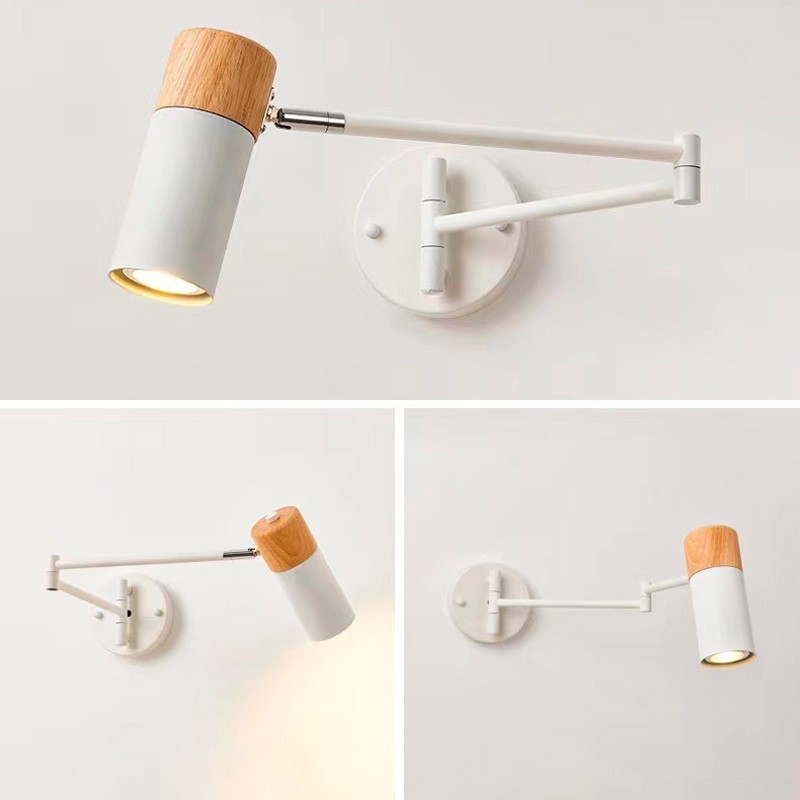 Applique extensible "Logan" E27 G45 Blanc et bois Applique extensible "Logan" E27 G45 Blanc et bois