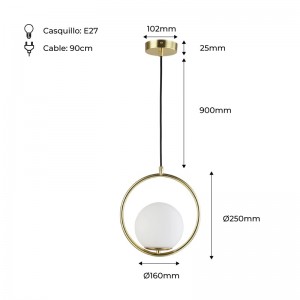 Lampe suspendue boule de cristal "KATE"