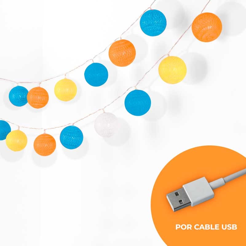 Guirlande LED 20 boules 3mètres IP44 Recharge USB