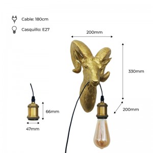 Lampe murale "Capris" Golden Muflon E27
