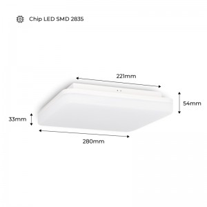 Plafonnier carré 24W 2640lm IP54