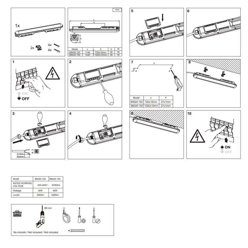 Ecran LED connectable étanche 120cm 36W IP65 Ecran LED connectable étanche 120cm 36W IP65